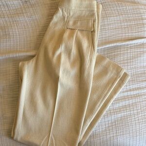 BEC + BRIDGE Ivory/Cream Textured High Waist Straight Leg Pants (Size 6)